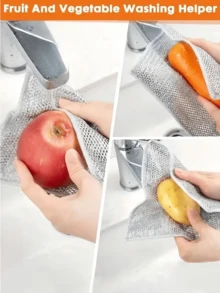 30/20/10 Pieces - Pack Of Anti-Scratch Wire Dish Cloths, Non-Marking Multi-Purpose Wire Dish Cloths, Silver Mesh Woven Cleaning Cloths, Wet And Dry Use, Easy To Rinse, Reusable, Wire Cleaning Cloths, Wire Dish Towels For Kitchen, Sinks, Pots And Pans, Countertops, Stoves, Tableware, Cleaning Supplies, Cleaning Tools - Multicolor - View 9