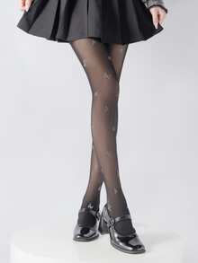 Women's Luxury Bow Hotfix Rhinestone Black Pantyhose, Spring Summer Ultra Thin Sheer Sexy Pure Desire Bottoming Stockings - Multicolor - View 2