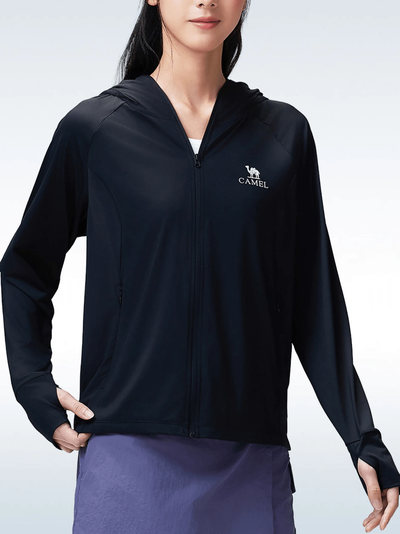 CAMEL CROWN Áo khoác cardigan chống nắng mùa hè dành cho nữ, chất liệu lụa lạnh, thoáng mát, cảm giác mát mẻ, chất liệu giả da. - Bóng đen ma quái - Xem 1