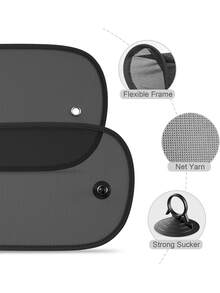 Car Sunshade, 2 Packs, Universal Side Window Sunshade, Sun Glare And UV Protection For Adults, Pets, 20 X 12 Inches, Fits 98% - A - View 3