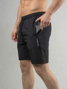 Type One Men's Bermuda Shorts Zipper Pocket Tactel Elastane Sports Shorts Gym Training Shorts Running Summer Loose Pocket Drawstring Beach For Going Out Night Casual Weekend Sports Cycling Holiday Birthday Christmas Valentine's Day Father's Day New Year - 黑色 - 查看 4