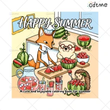 GDTME 1 "Cute Summer" Adult Coloring Book - Warm And Comfortable Design, Summer Elements: Delicious Watermelon, Happy Picnic, Beach Vacation, Relax Body And Mind, Birthday Gift, Back To School Gift, Easter Gift, Mother's Day Gift, Coloring Book, Office Supplies, Learning Supplies - TL-446 - View 8