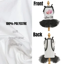 1件狗狗连衣裙，小狗连衣裙，狗狗公主裙，蓬蓬裙，爱心蕾丝婚纱，适合小型犬、女孩猫咪 - 黑色 - 查看 5