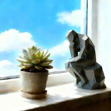 1pc Gray Thinking Man Figurine, Small Statue Decor For Desk, Entryway, Office - Polygonal Thinker Sculpture, Modern Art Home Decor - Multicolor - View 5
