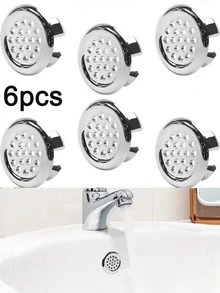 6pcs Kitchen & Bathroom Plastic Sink Overflow Cover, Bathtub Drain Cover, Round Overflow Ring Stopper (Fits 22-24mm Hole Diameter), Mother's Day Gift For Mom - A - View 1