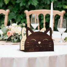 1/3 piezas Soporte de servilletas de madera con gato sonriente, dispensador de servilletas de madera estilo rústico, adecuado para cocina, mesa de comedor, boda, picnic, decoración de sala de estar, gran regalo para amantes de los gatos - Multicolor - Ver 8