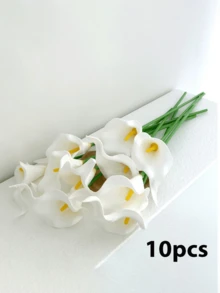 13.4" Artificial White Silk Calla Lily Flowers, Suitable For Mother's Day, Easter, Home, Kitchen, And Weddings - White - View 16