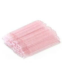 500/200/100支装一次性微型刷，适用于睫毛嫁接、睫毛胶清洁、睫毛刷、眉刷、眼影刷、唇彩和迷你棉签（水晶粉） - 粉色 - 查看 2