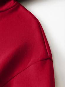 Camvyn Áo hoodie dài tay in chữ dành cho nam, có túi và dây rút, kiểu dáng thường ngày cho mùa thu/đông. - Đỏ - Xem 4