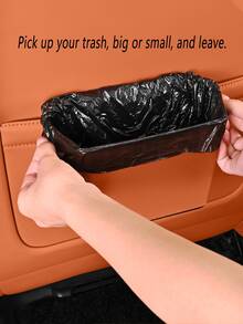Caja de almacenamiento para puerta de coche multifuncional - Papelera de coche de cuero PU con diseño de clip, gran capacidad para almacenar basura y paraguas - A - Ver 4