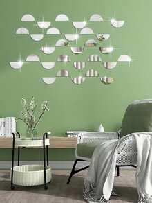 8 Pieces Of Semi-Circular Mirror Wall Stickers - Semicircle - View 5