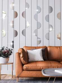 8 Pieces Of Semi-Circular Mirror Wall Stickers - Semicircle - View 7