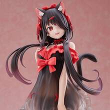黑猫主题内衣套装，包含猫耳朵、尾巴、黑红相间的可爱睡衣、双马尾、赤脚萌妹子、可爱小摆件 - 彩色 - 查看 3