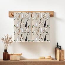 2 pièces Serviettes de cuisine minimalistes de couleur café avec motif d'oie, en matériau polyester doux. Convient pour la décoration de cuisine, le nettoyage, la décoration de fête, les essentiels de cuisine et de salle de bain, la décoration d'intérieur, un cadeau de pendaison de crémaillère. - Multicolore - Voir 8