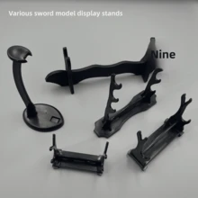 1/2 piezas Soporte de exhibición de modelo de espada de varios estilos, soporte de figura de arma mini para colección de escritorio, base de exhibición universal para espadas largas y cortas, soporte de exhibición de modelo de espada multifunción, soporte para varita mágica, estante de almacenamiento de cuchillos de juguete. - Negro - Ver 10