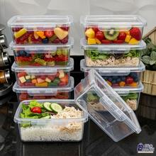 Set Of 10 Clear Plastic Lunch Boxes With Side Latches, 800 Ml Capacity, For Food Storage. - 無色 - 查看 6
