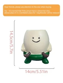 Cute Sitting Egg Utensil Holder – Resin Kitchen Storage Organizer For Cooking Utensils & Brushes | Playful Character Design Crock For Countertop & Vanity | Weather Resistant Durable Decor For Kitchen & Dining Utensil Holder, Kitchen Organizer, Chopstick Storage, Brush Holder - Multicolor - View 11