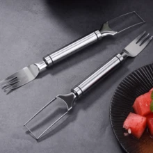 Bộ 2 món dao và nĩa ăn dưa hấu 2 trong 1 bằng thép không gỉ (màu bạc) - Bạc - Xem 9