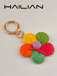 HAILIAN This Metal Alloy Raffia Grass Accessory Is Decorated With Colorful Cherry Blossoms And Five-Petal Flowers Woven Together. It Can Be Used As A Bag Charm, Car Keychain, Or A Small Gift For Family And Friends. - Multicolor - View 9
