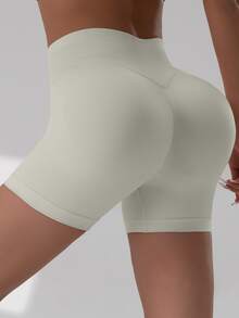 3件套女士高腰无缝提拉运动短裤，健身瑜伽训练短裤 - 彩色 - 查看 4