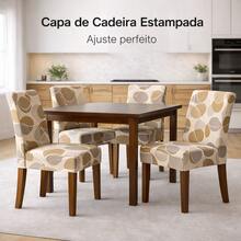 Chair Cover Set For 4-Seater Chairs, Printed Design, Perfect For Kitchen Or Dining Room, Gel Knit Fabric. - Marrón orgánico - Ver 3