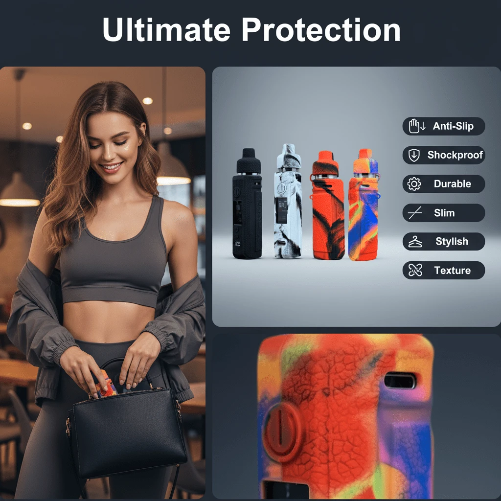 VapeSMOD Silicone Case Suitable For VOOPOO DragX Mod, Full Body Protection, Anti-Slip, Anti-Drop, Protective Cover, Soft Texture Design