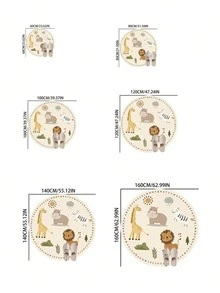 1pc Round Animal Party Playmat, Baby Room Decor Rug, Decorative Mat, Kids Play Mat, Decorative Carpet, Bedroom Decor, Small Rug, Carpet, Home Decor, Outdoor Rug, Washable Carpet - Multicolor - View 6
