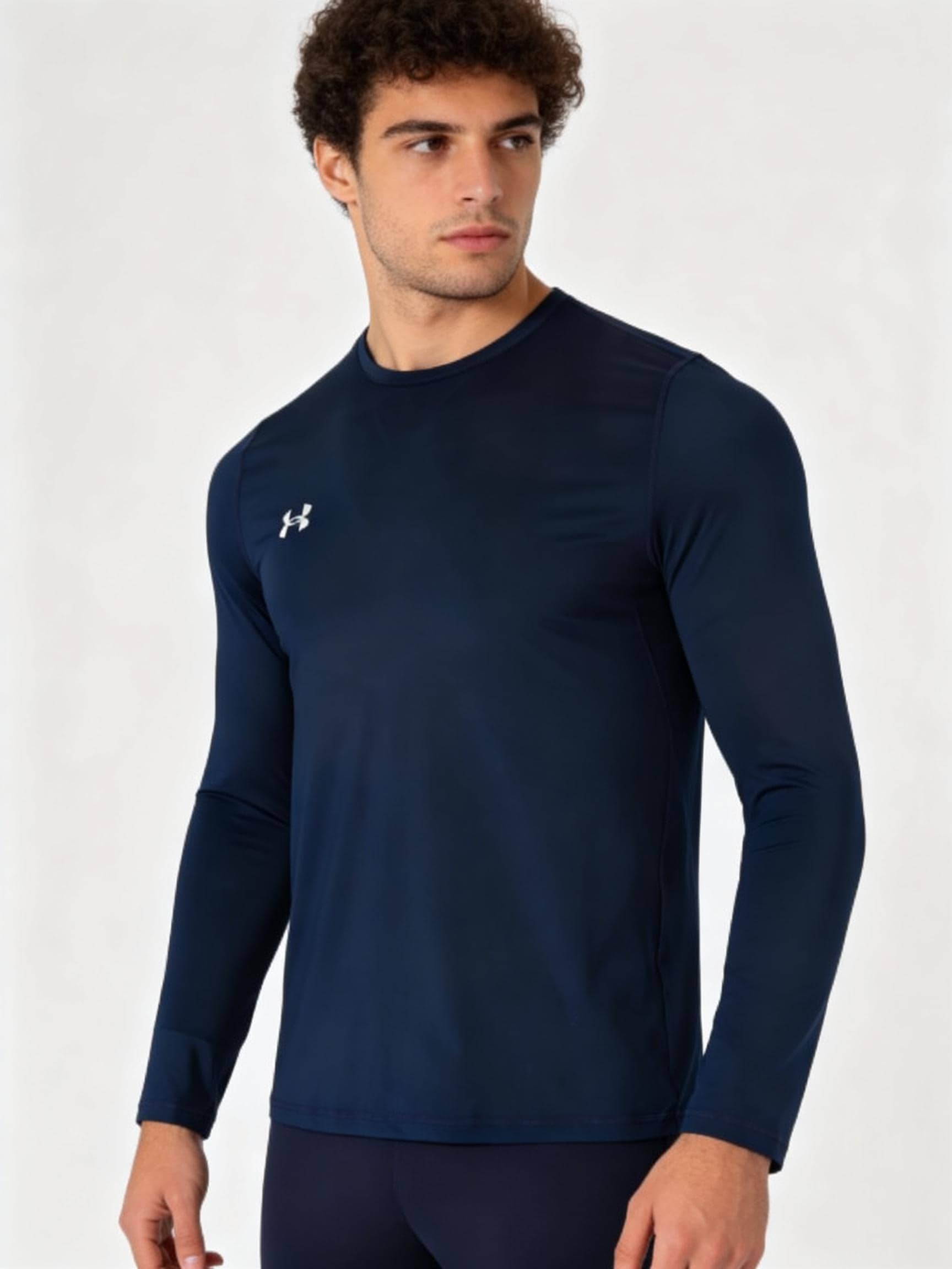 Under Armour 男士长袖速干针织圆领休闲健身T恤，货号22600307 - 學院藍 - 查看 1