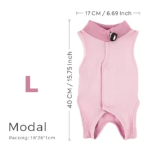 PETCHIC 1件装柔软轻薄猫咪绝育手术服，透气猫咪术后恢复服，防舔舐伊丽莎白圈替代品及皮肤病背心（粉色/蓝色） - 彩色 - 查看 15