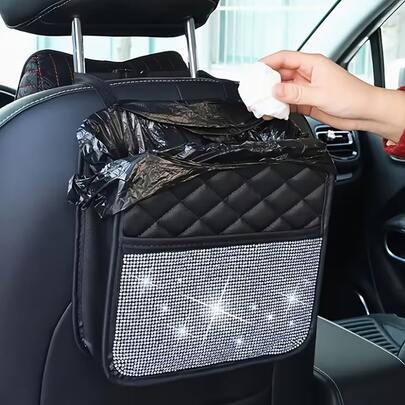 1pc Multifunctional Car Seat Storage Bag, Waterproof Hanging Car Seat Organizer Bag, Trash Bag, Suitable For Most Vehicles