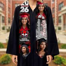 Regalo de graduación personalizado con texto/logo/foto, bufanda de graduación personalizada 2026, bufanda de felicitación 2026, chal tejido adecuado para ceremonias y fiestas, diseño de vanguardia, lavable a máquina, adecuado para graduados de 2026, Clase de 2026 - 2026 - Ver 6