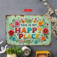 Biển treo tường kim loại 2D, 1 chiếc, poster trang trí tường nhà, tranh sắt treo tường chủ đề My Happy Place, phù hợp cho nhà ở, sân vườn, phòng ngủ, vườn ngoài trời, tiệm hoa, sân sau, phòng khách, quán cà phê, nhà hàng, ban công, quà tặng lý tưởng cho bạn bè, 8x12 inch - Nhiều màu - Xem 1