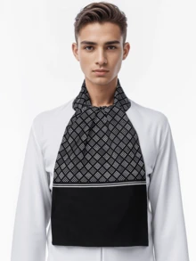 1pc Men's Double-Layer Business Scarf, Minimalist Fashion Necktie, Casual Warm Long Scarf - Multicolor - View 2