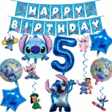 Hasbro 史迪奇主题生日派对装饰套装，彩带气球花环庆典装饰套装，适用于生日、节日、活动和派对 - 彩色 - 查看 20