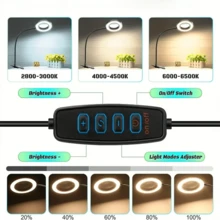 1pc 5x Magnifying Glass With Light And Clip, Flexible Gooseneck Tube, Clip On Desk Lamp, Adjustable Lighting Magnifying Glass, 10 Levels Of Brightness And 3 Color Temperature Modes, Portable Desk Lamp, USB Power Supply, Suitable For Handicrafts, Painting, Sewing, Reading And Fine Work - USB - View 5