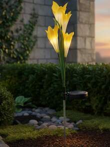 Decorative Solar LED Flower Lamp For Garden Patio Outdoor - Yellow - View 1