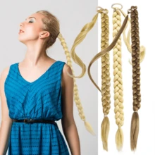 Extensión de cabello trenzado para cola de caballo de 28 pulgadas, pieza de cabello trenzado recto y esponjoso natural para mujeres - Multicolor - Ver 1