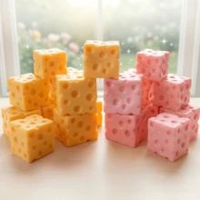 1pc Cheese Block Slow Rebound Stress Relief Toy: Cute Swiss Cheese Shaped Slow Rebound Toy, Soft And Slowly Rising, Suitable For Children And Adults, Great For Desktop Play And Anxiety Relief. - NNL29 - View 2