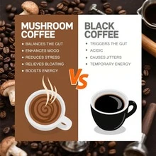Lion's Mane & Turkey Tail Mushroom Coffee – Asado oscuro con 6 adaptógenos y prebióticos – Café instantáneo para la energía, el enfoque y la digestión – 30 porciones - Óxido marrón - Ver 3
