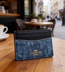 Compact Multi-Functional Coach Card Holder, Fashionable And Practical For Commuting, Office, Travel And Daily Use, Smart Design - Blue - View 4