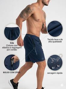 Type One Men's Bermuda Shorts Zipper Pocket Tactel Elastane Sports Shorts Gym Training Shorts Running Summer Loose Pocket Drawstring Beach For Going Out Night Casual Weekend Sports Cycling Holiday Birthday Christmas Valentine's Day Father's Day New Year - 黑色 - 查看 2