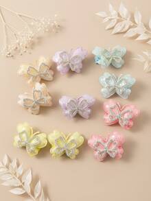 10pcs Girls Sequin Bow Hair Clips, Suitable For Bangs & Side, Everyday Wear - Multicolor - View 7