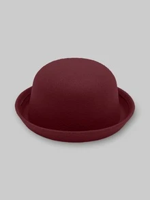 1pc Solid Color Casual Polyester Round Top Hat, Versatile For All Seasons - Bowler Hat - View 8