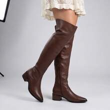 Women's Over-The-Knee Pointed Toe High-Top Riding Boots For Winter - 鏽棕色 - 查看 3