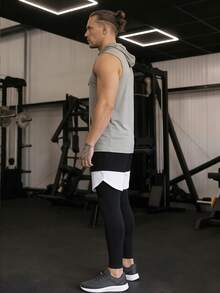 ZULIZ 男士无袖连帽背心，浅灰色面料，适合健身、运动、跑步、马拉松、日常休闲穿着，吸湿排汗 - 灰色 - 查看 5