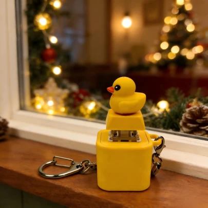 AKG 1 Duck Button Keychain Press To Make A Sound Relieve Stress Fun Gift Halloween Gift Yellow Design With Keychain Christmas Gift