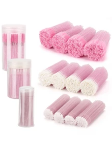 900/600/300/150/30支装睫毛嫁接套装，含刷子、唇刷、超细棉签、睫毛刷和一次性化妆工具 - 粉色 - 查看 1