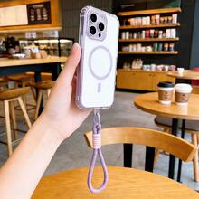 DECOPHONE A Simple Transparent Purple Anti-Yellowing Magnetic Phone Case With A Lanyard, Suitable Compatible With Apple 17 Pro, Apple 17, Apple 16 Pro Max, Compatible With Samsung S25 Ultra, Magnetic Wireless Charging Shockproof Protective Cover. - Purple - View 1