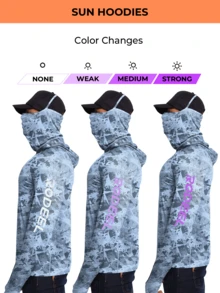 RODEEL Sweatshirt Hoodie Outdoor Pria dengan Masker Wajah dan Pelindung Leher, Lubang Jempol, Lembut & Ringan, Elastis 4 Arah untuk Musim Gugur - Baby Blue - View 2