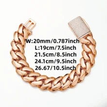 316L Stainless Steel Miami Curb Chain Nekclace Or Bracelet 18mm-22mm  Rose Gold Plated Miami Cuban Link Chain  For  Hip Hop Jewelry For Men Jewelry Cuban Link Chain Necklaces For Men Gold Chain Cuban Link Chain Women Baddies Chain Accessories Suitable As Valentine's Day Gift, For Party And Daily Wear - 20毫米(0.78吋) - 查看 21